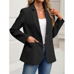 Elleven Women Black Fully Lined Casual Blazer Size M